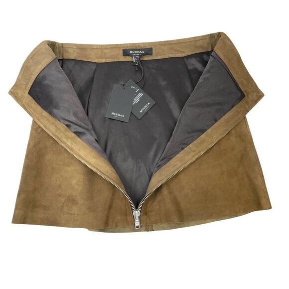 NEW Muubaa Impala Suede front‎ zip Mini Skirt Size  US 6 - Picture 8 of 8